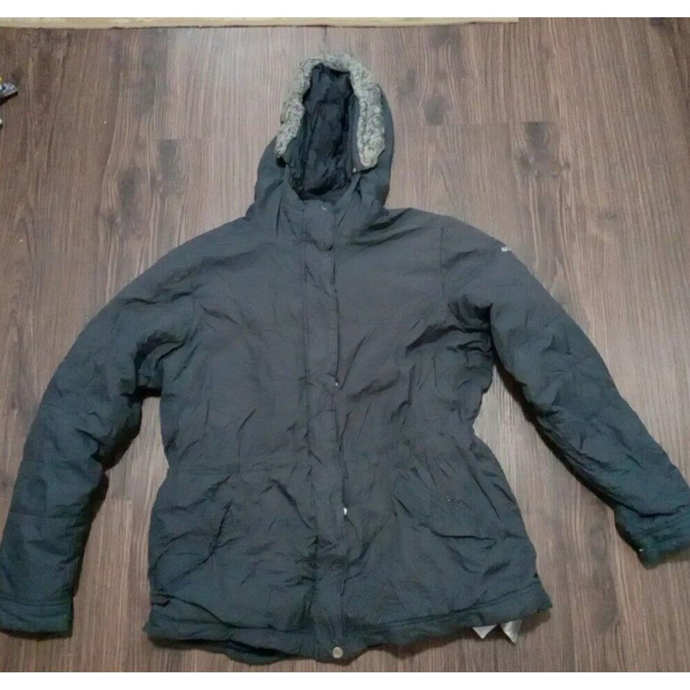Columbia  Jacket Coat Womens Large Polar Plus Adjustable Waist Hooded Dark Gray